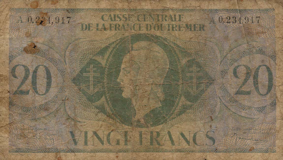 Front of French Equatorial Africa p12a: 20 Francs from 1941