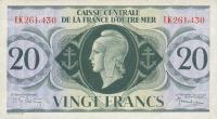 Gallery image for French Equatorial Africa p17b: 20 Francs