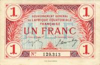 p2a from French Equatorial Africa: 1 Franc from 1917