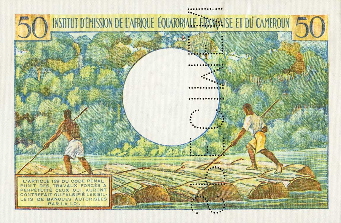 Back of French Equatorial Africa p31s: 50 Francs from 1957