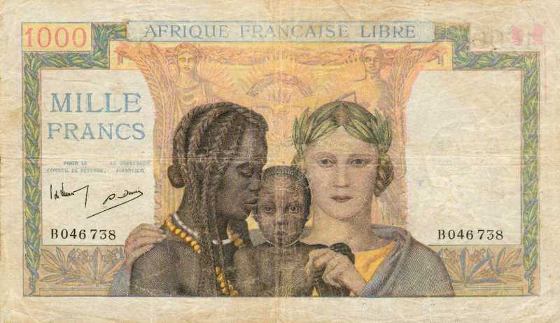Front of French Equatorial Africa p9a: 1000 Francs from 1941