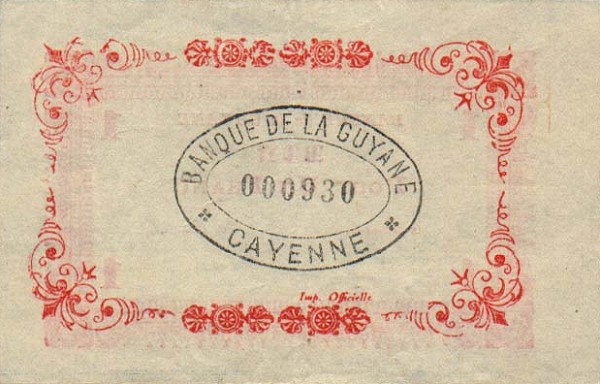 Back of French Guiana p11: 1 Franc from 1942