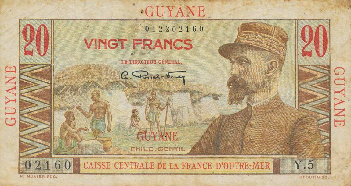 Front of French Guiana p21a: 20 Francs from 1947