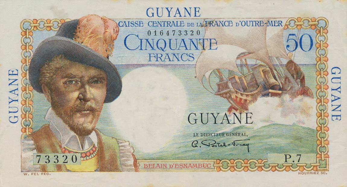 Front of French Guiana p22a: 50 Francs from 1947