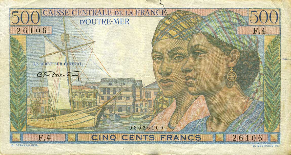 Front of French Guiana p24a: 500 Francs from 1947
