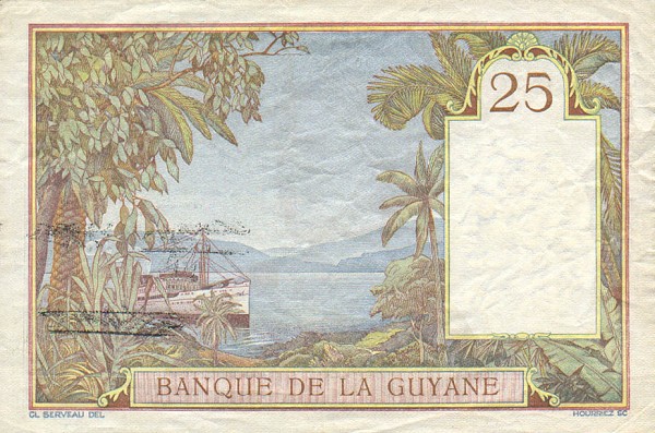 Back of French Guiana p7: 25 Francs from 1933