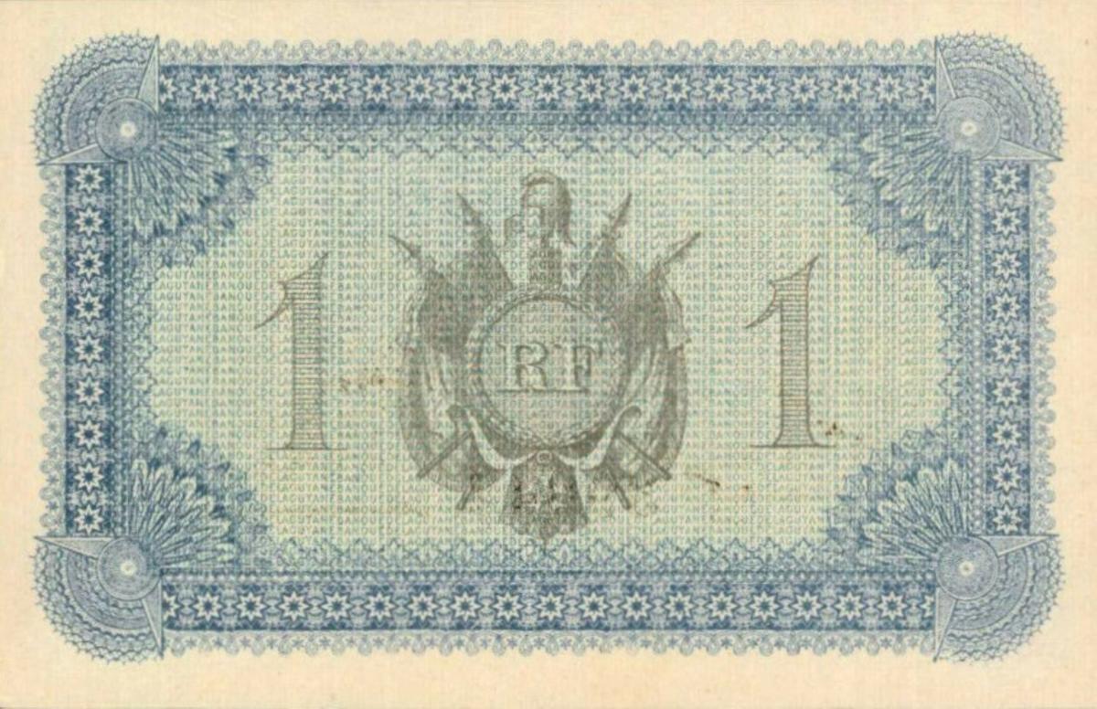 Back of French Guiana p5: 1 Franc from 1916