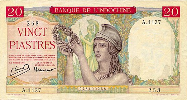 Front of French Indo-China p81a: 20 Piastres from 1949