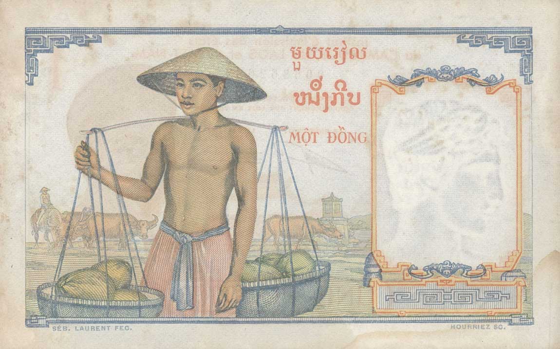 Back of French Indo-China p54b: 1 Piastre from 1936