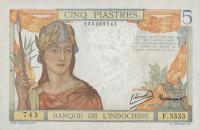 Gallery image for French Indo-China p55d: 5 Piastres from 1949