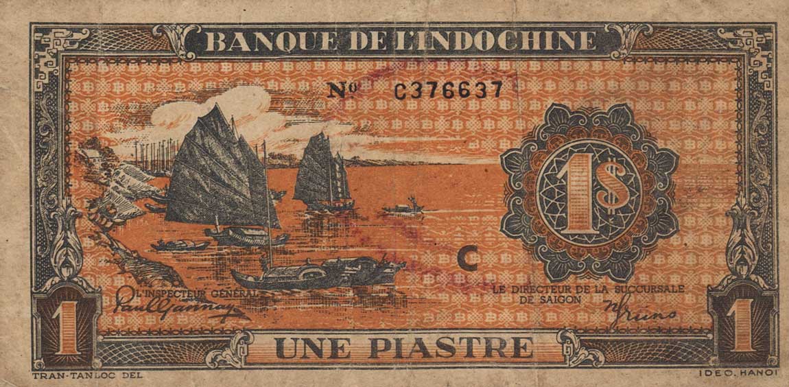 Front of French Indo-China p58c: 1 Piastre from 1942