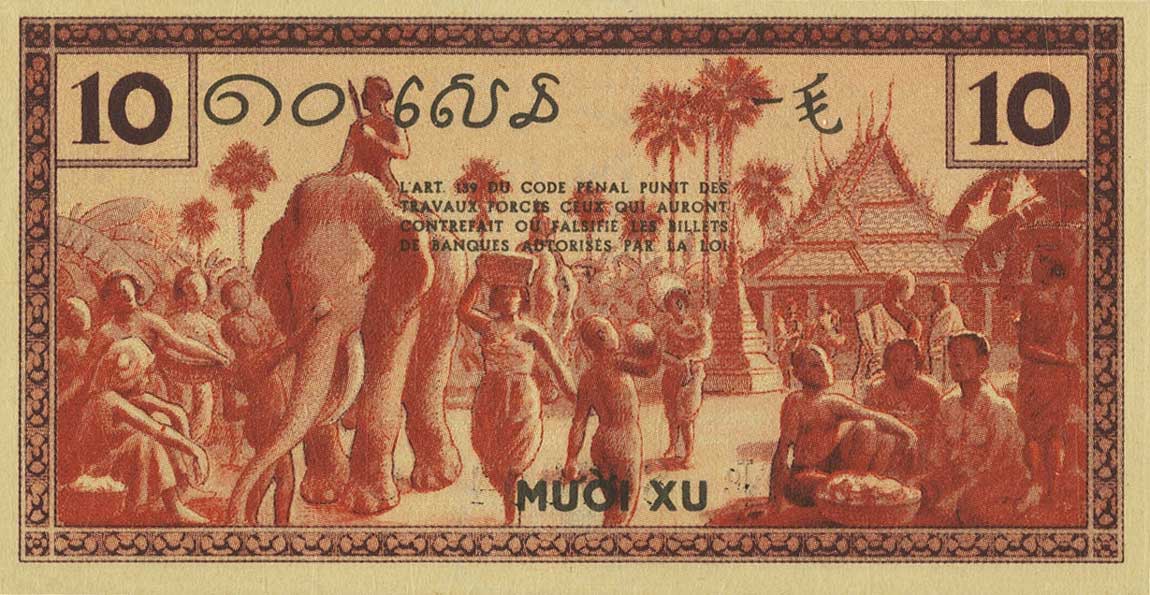 Back of French Indo-China p85a: 10 Cents from 1939
