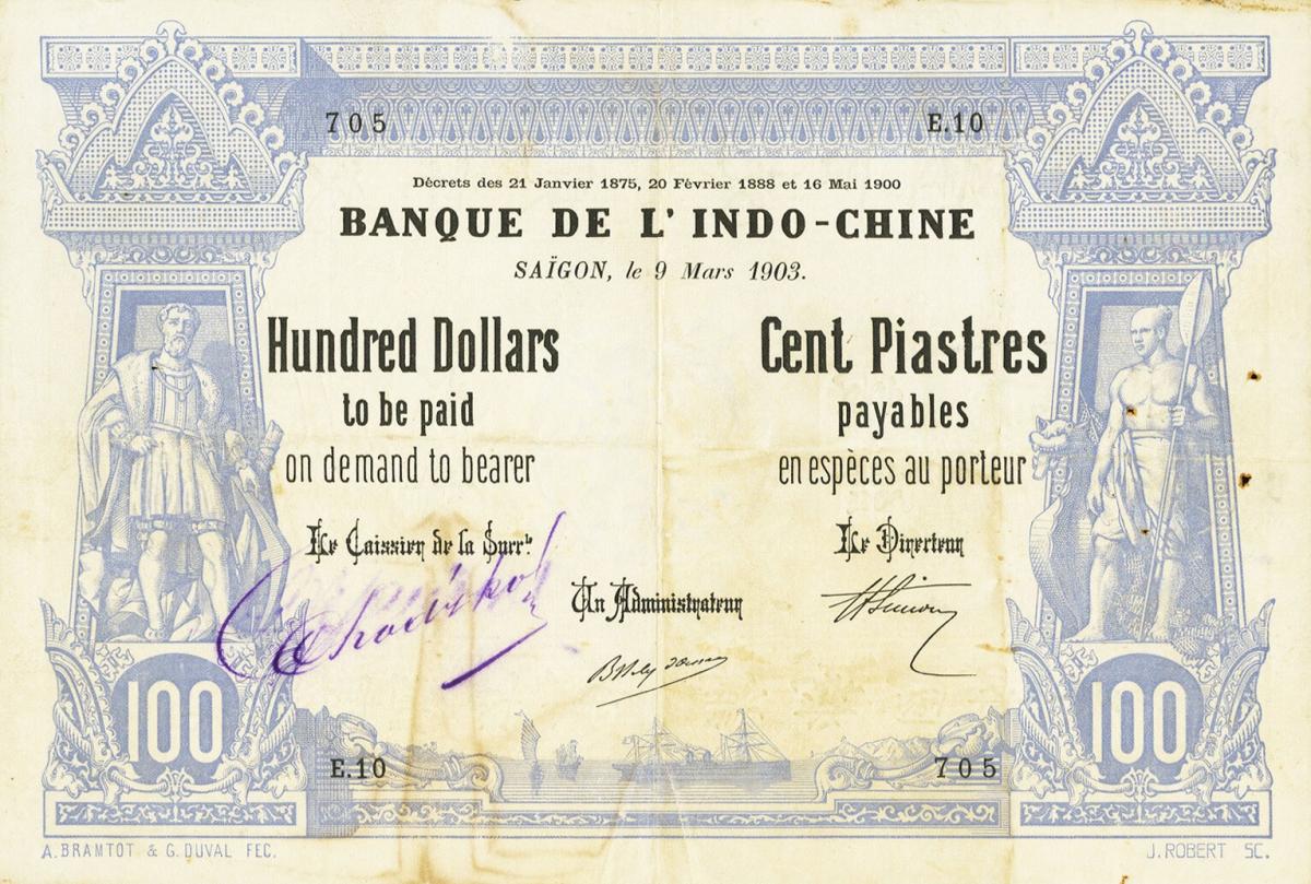 Front of French Indo-China p32: 100 Dollars from 1903