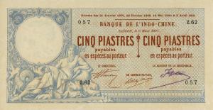 Gallery image for French Indo-China p35: 5 Piastres