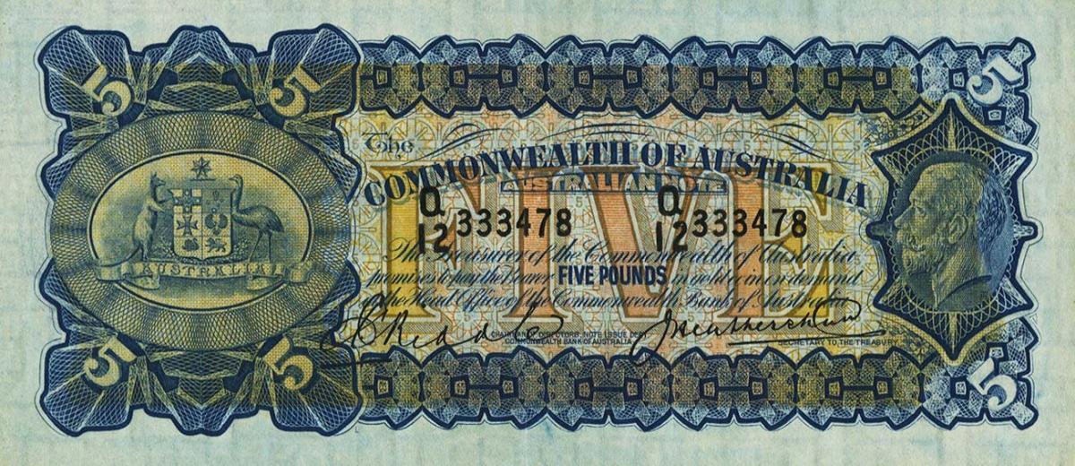 Front of Australia p13c: 5 Pounds from 1927