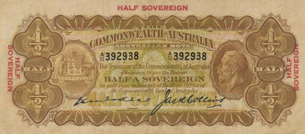 Front of Australia p15a: 0.5 Sovereign from 1926