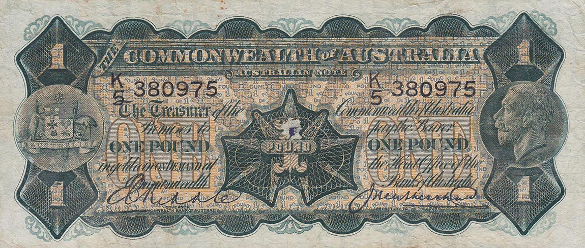 Front of Australia p16c: 1 Pound from 1927