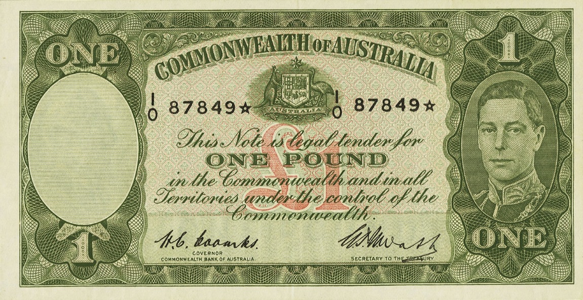 Front of Australia p26r2: 1 Pound from 1938