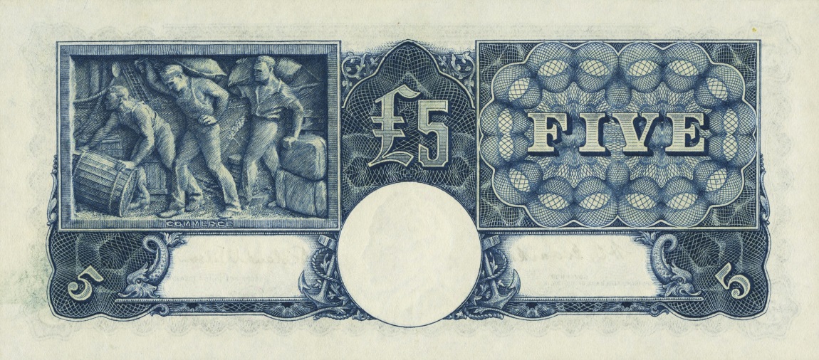 Back of Australia p27d: 5 Pounds from 1952