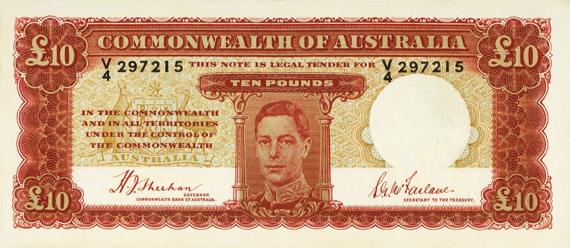 Front of Australia p28a: 10 Pounds from 1940