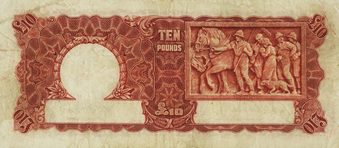 Back of Australia p28c: 10 Pounds from 1949