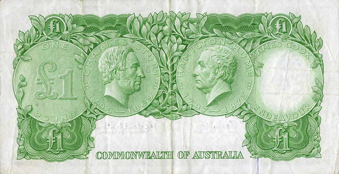 Back of Australia p30r: 1 Pound from 1953