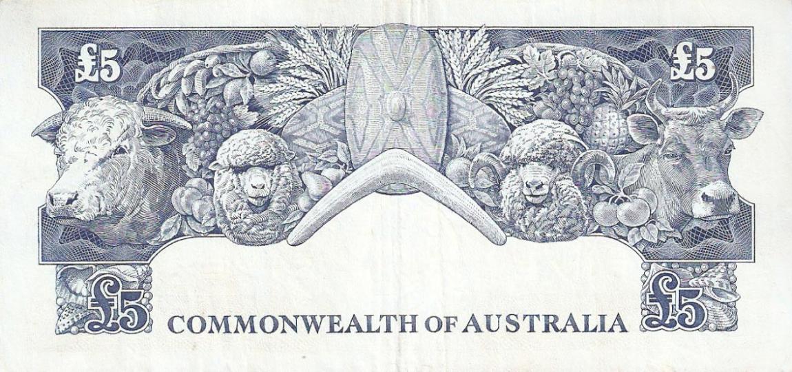 Back of Australia p31a: 5 Pounds from 1954