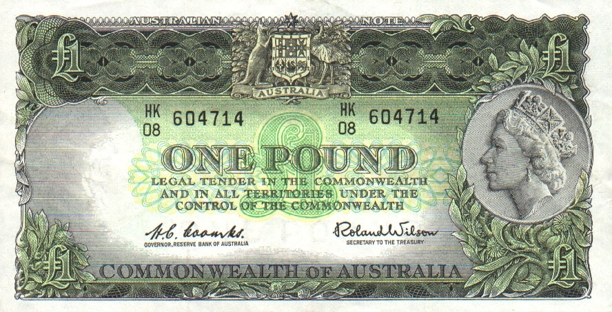 Front of Australia p34a: 1 Pound from 1961