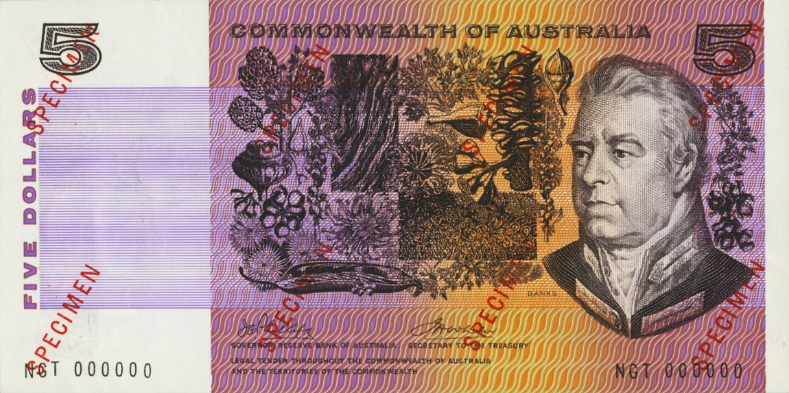 Front of Australia p39s2: 5 Dollars from 1967