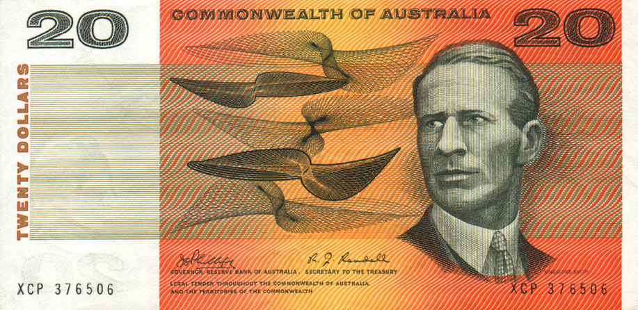 Front of Australia p41c: 20 Dollars from 1966