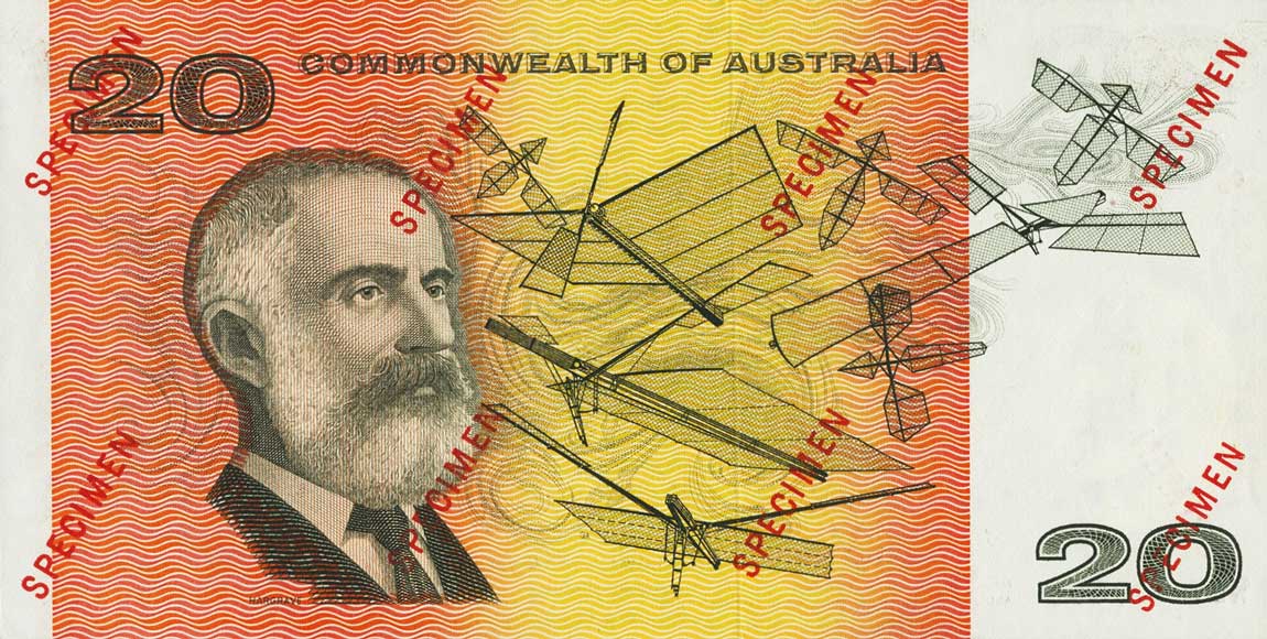 Back of Australia p46s1: 20 Dollars from 1974