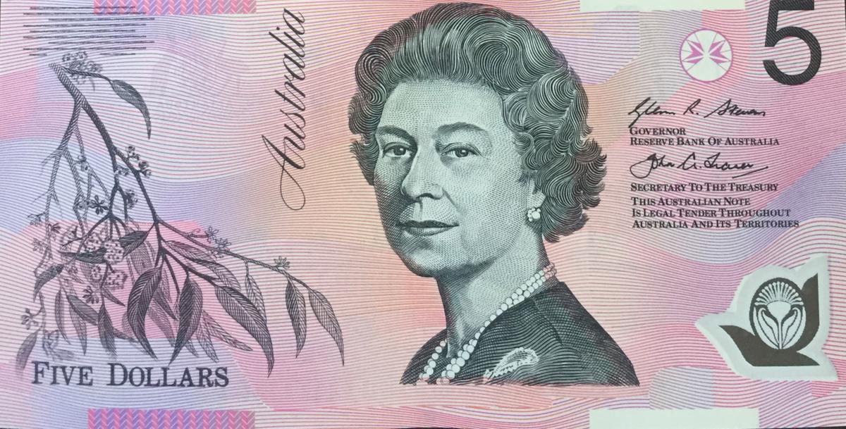 Front of Australia p57j: 5 Dollars from 2015