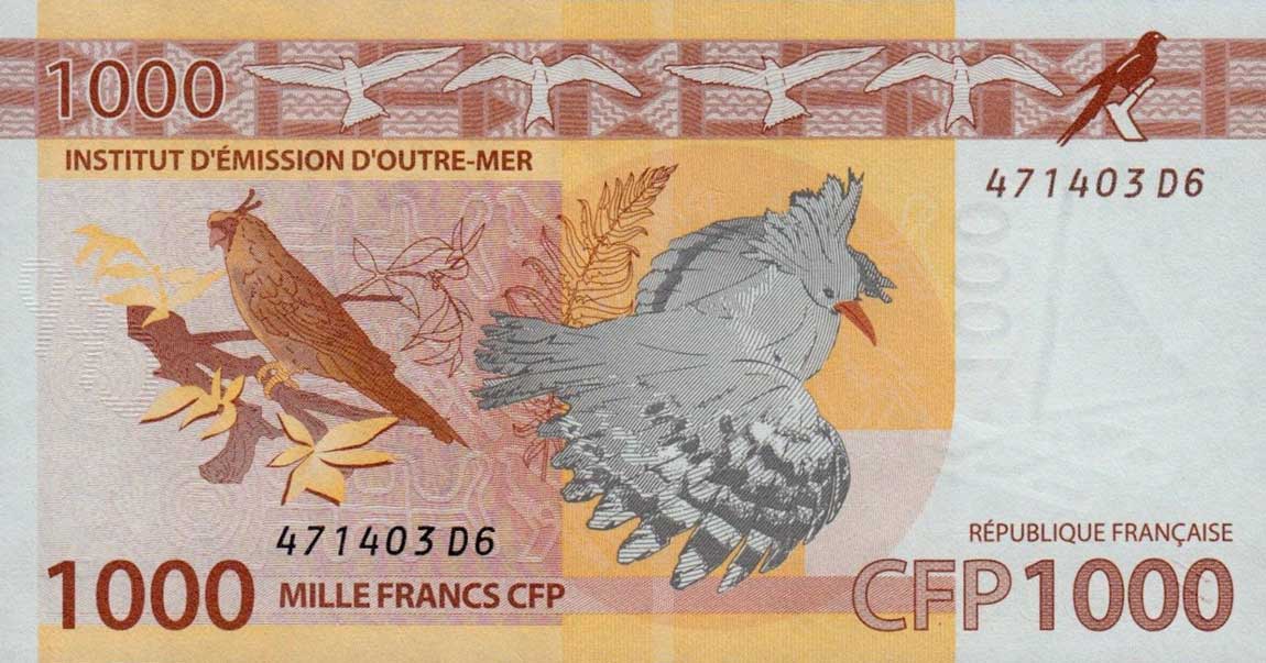 Back of French Pacific Territories p6: 1000 Francs from 2014
