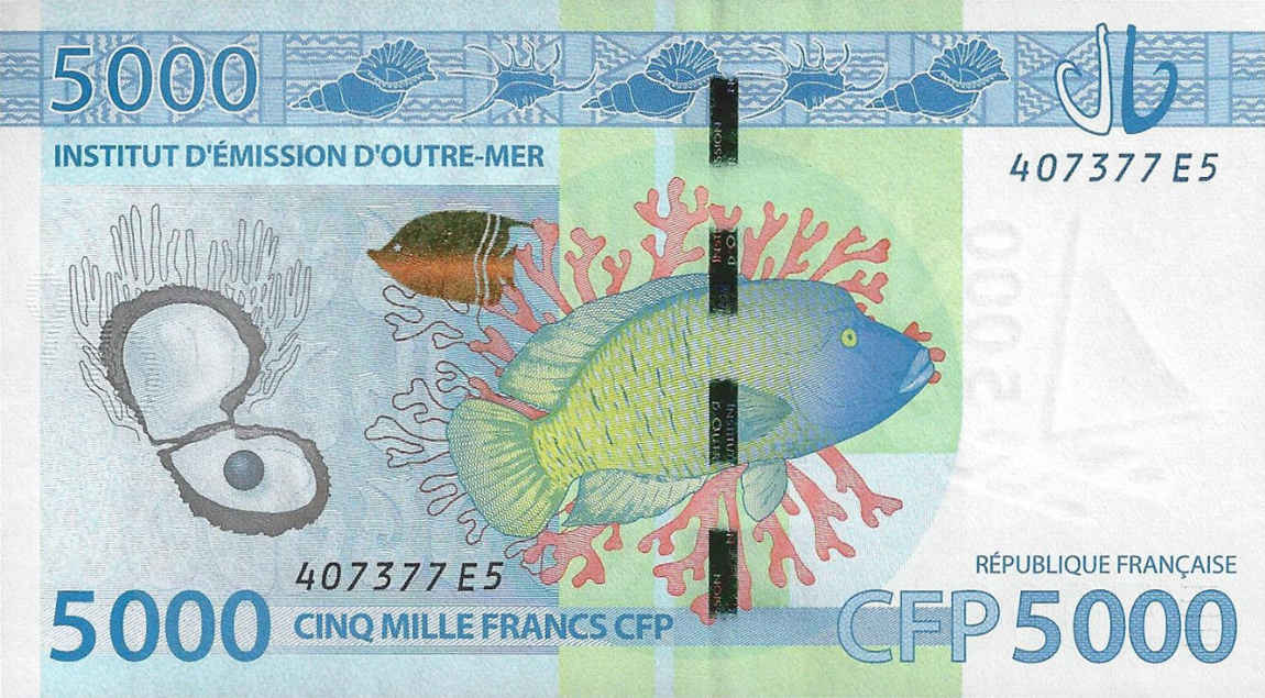 Back of French Pacific Territories p7: 5000 Francs from 2014
