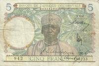 p21 from French West Africa: 5 Francs from 1934