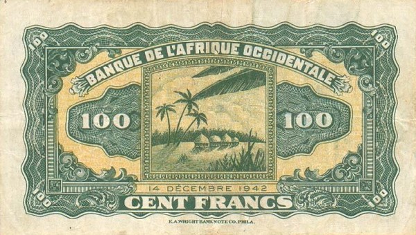 Back of French West Africa p31a: 100 Francs from 1942