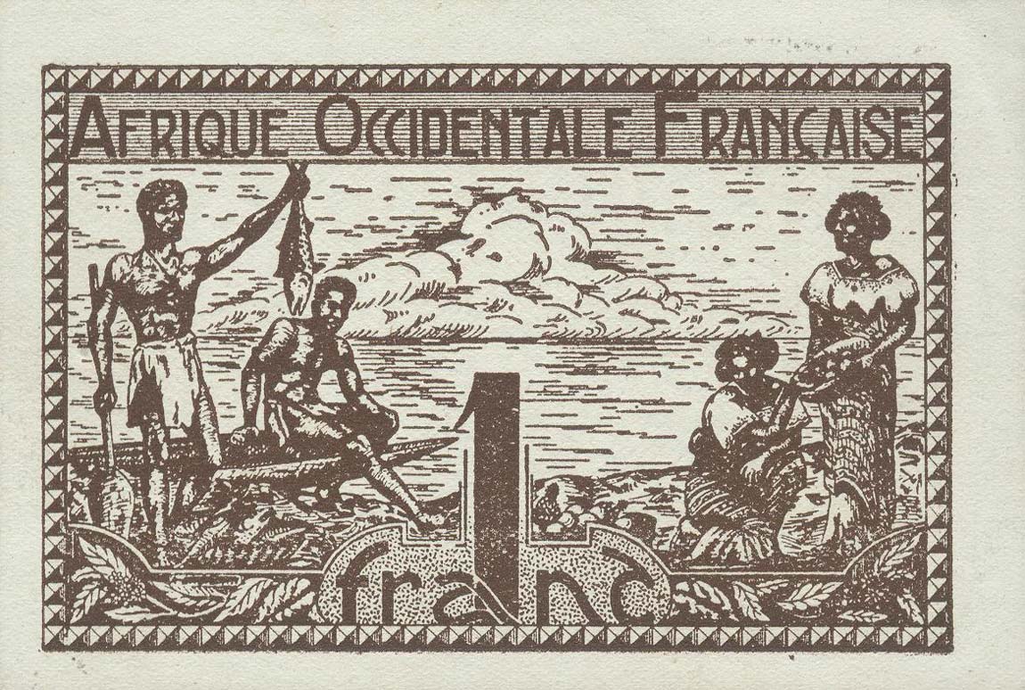 Front of French West Africa p34a: 1 Franc from 1944