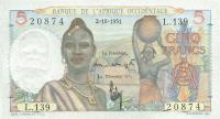 p36a from French West Africa: 5 Francs from 1943