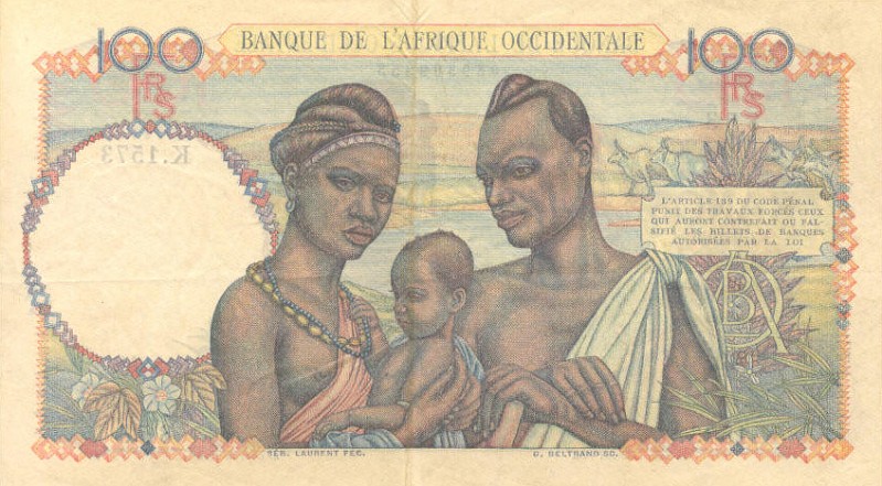 Back of French West Africa p40a: 100 Francs from 1945