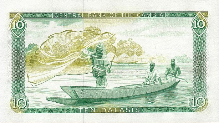 Back of Gambia p10a: 10 Dalasis from 1987