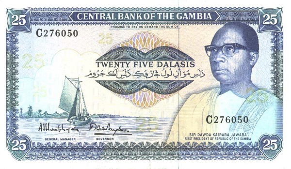 Front of Gambia p11a: 25 Dalasis from 1987