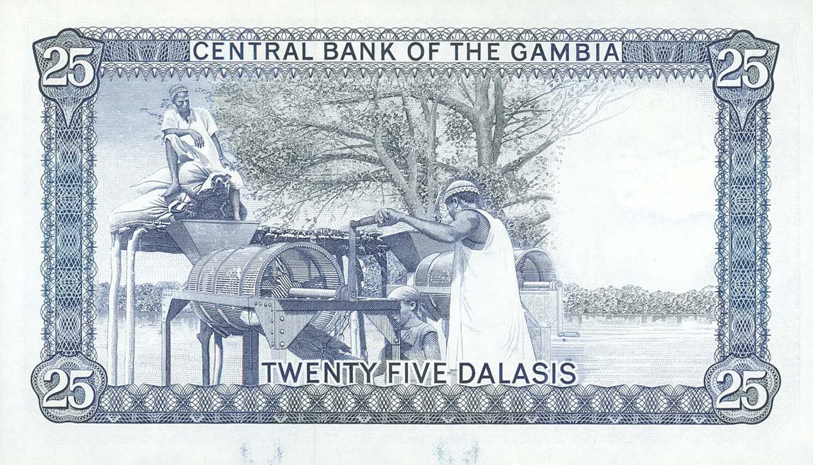 Back of Gambia p11c: 25 Dalasis from 1987