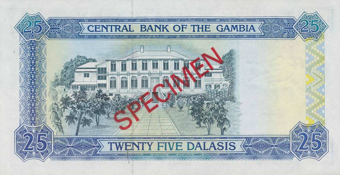 Back of Gambia p14s: 25 Dalasis from 1991