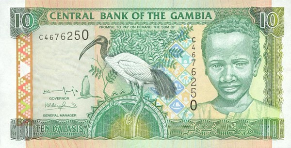 Front of Gambia p21a: 10 Dalasis from 2001