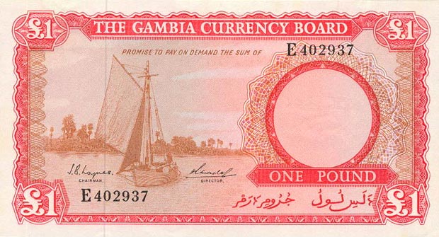 Front of Gambia p2a: 1 Pound from 1965