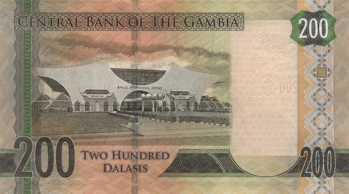 Back of Gambia p36: 200 Dalasis from 2015