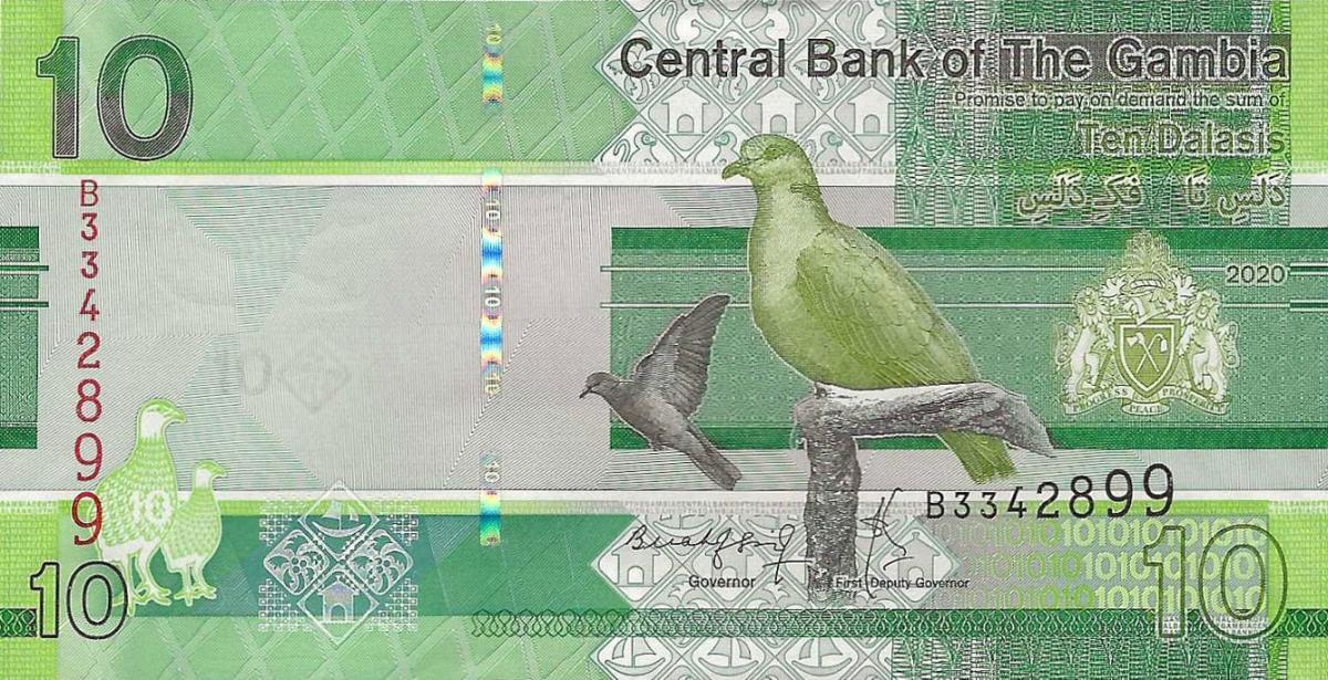 Front of Gambia p38b: 10 Dalasis from 2020