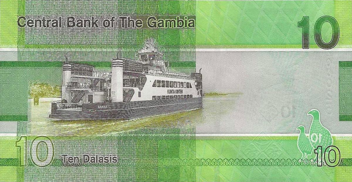 Back of Gambia p38r: 10 Dalasis from 2019