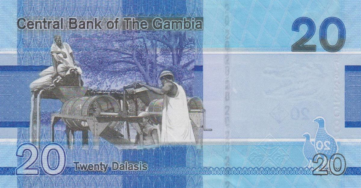 Back of Gambia p39c: 20 Dalasis from 2023