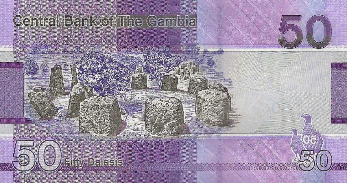 Back of Gambia p40b: 50 Dalasis from 2020